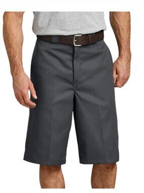Genuine Dickies Mens Slim Fit Flat Front Work Short 13", Gray 34 NWT